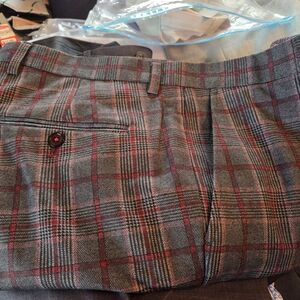 Gray and Red Plaid Pants